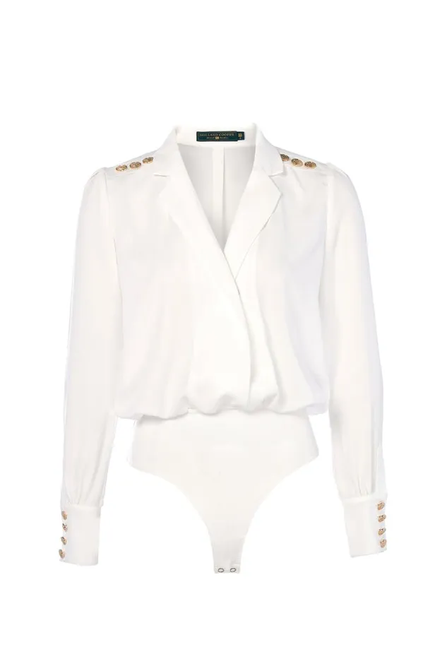 Women Cupro Shirt Bodysuit White Holland Cooper Shirts and Blouses