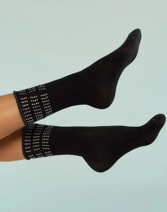 Women Cynthia Rowley Accessories Crystal Sport Socks Black