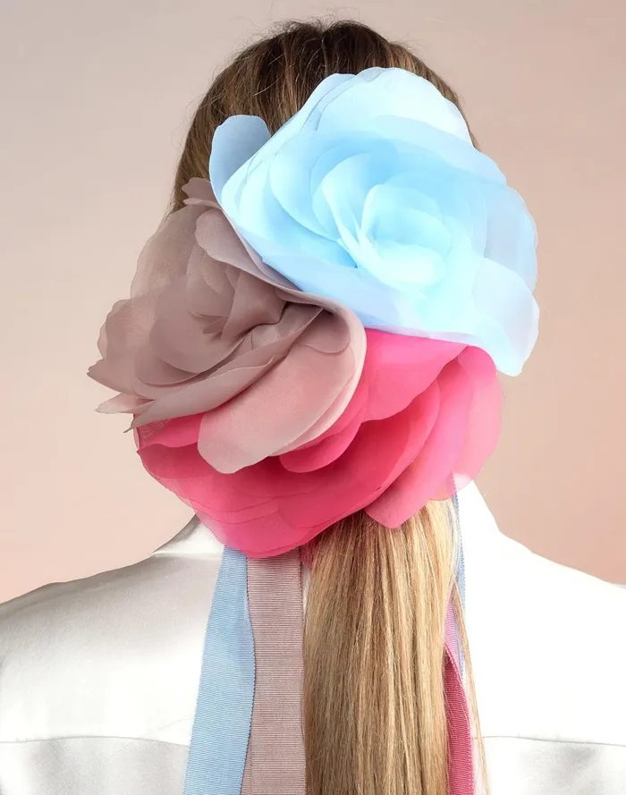 Women Cynthia Rowley Accessories Organza Flower Ties Blue Women Cynthia Rowley Accessories Organza Flower Ties Blue