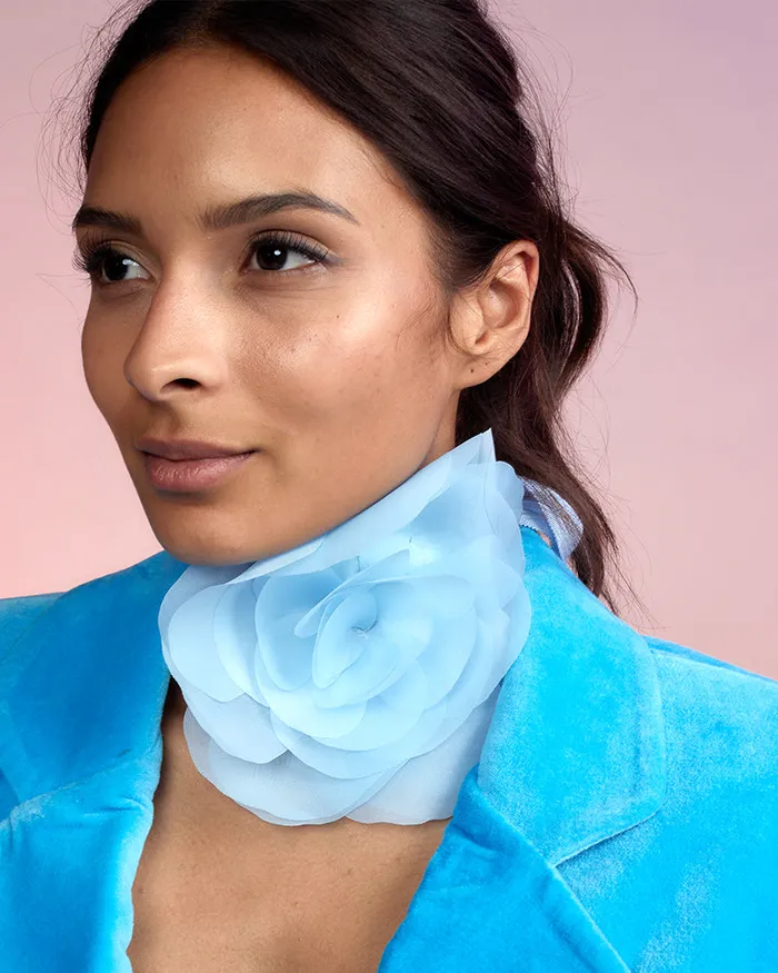 Women Cynthia Rowley Accessories Organza Flower Ties Blue Women Cynthia Rowley Accessories Organza Flower Ties Blue