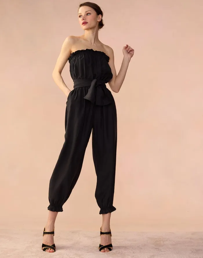 Women Cynthia Rowley Bottoms Cassis Jumpsuit Black Women Cynthia Rowley Bottoms Cassis Jumpsuit Black