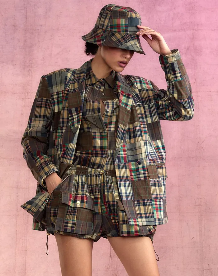 Women Cynthia Rowley Bottoms Madrid Madras Cargo Shorts Plaid Women Cynthia Rowley Bottoms Madrid Madras Cargo Shorts Plaid