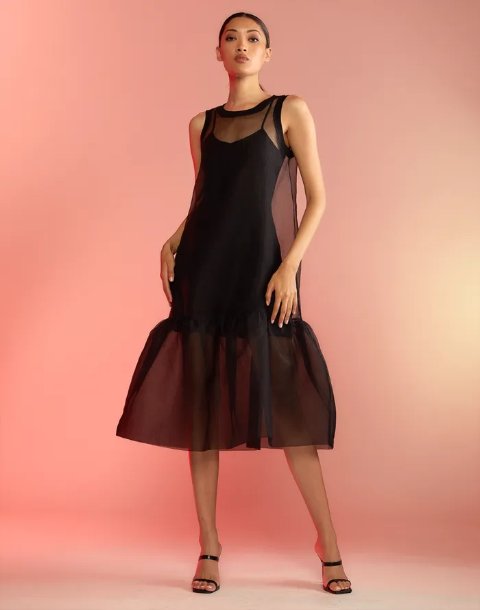 Women Cynthia Rowley Dresses Carrie Organza Midi Dress Black