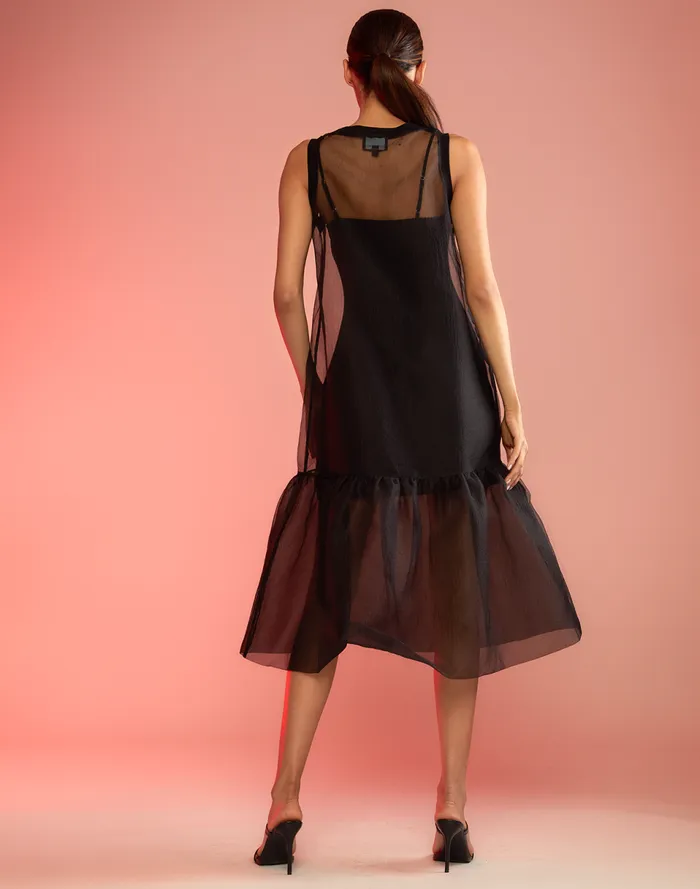 Women Cynthia Rowley Dresses Carrie Organza Midi Dress Black