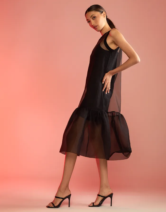 Women Cynthia Rowley Dresses Carrie Organza Midi Dress Black