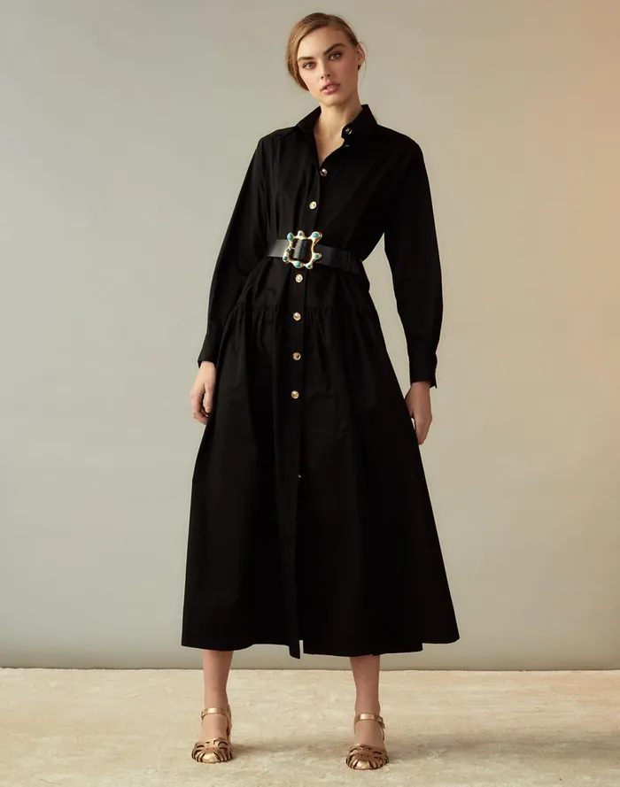 Women Cynthia Rowley Dresses Perennial Shirt Dress Black Women Cynthia Rowley Dresses Perennial Shirt Dress Black