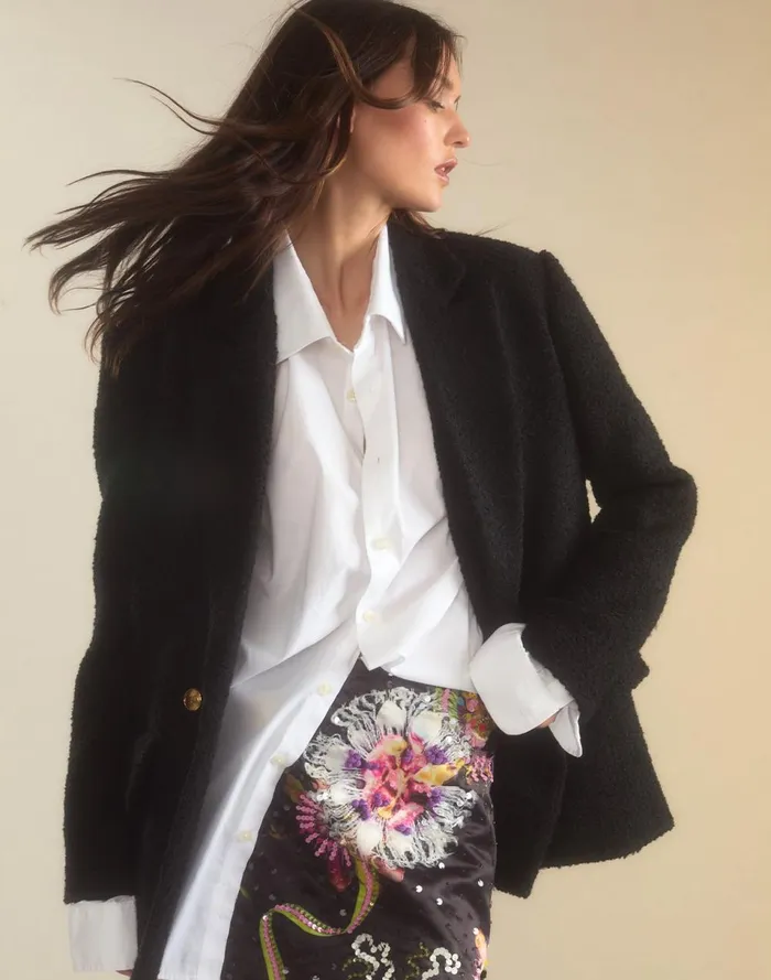 Women Cynthia Rowley Tops Bardot Boucl Blazer Black Women Cynthia Rowley Tops Bardot Boucl Blazer Black