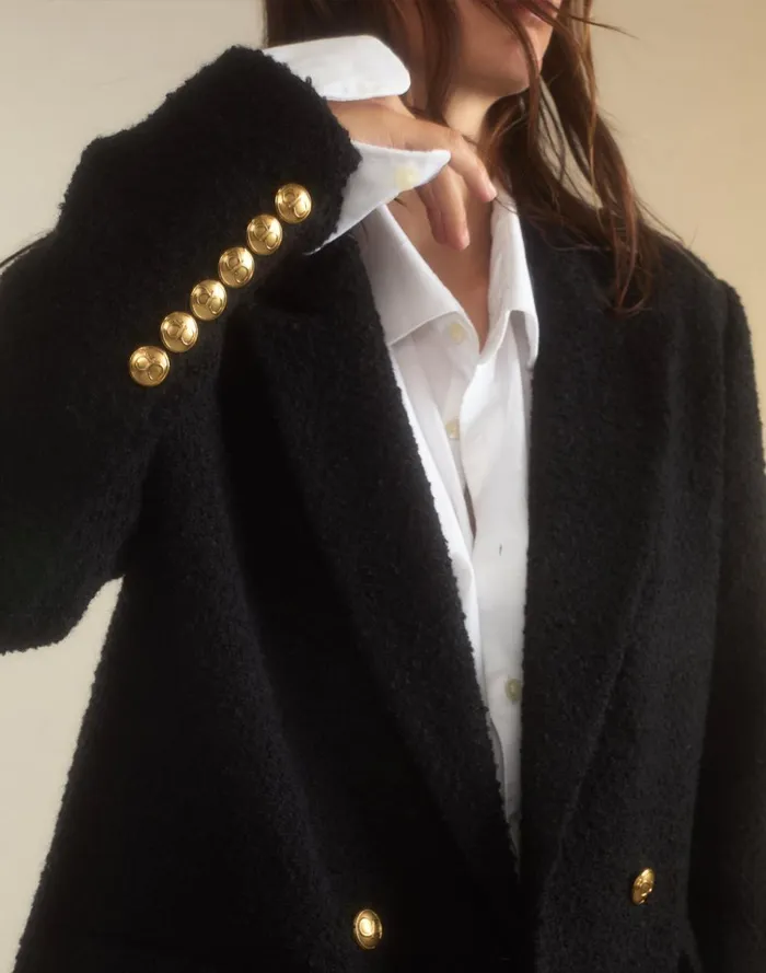 Women Cynthia Rowley Tops Bardot Boucl Blazer Black Women Cynthia Rowley Tops Bardot Boucl Blazer Black