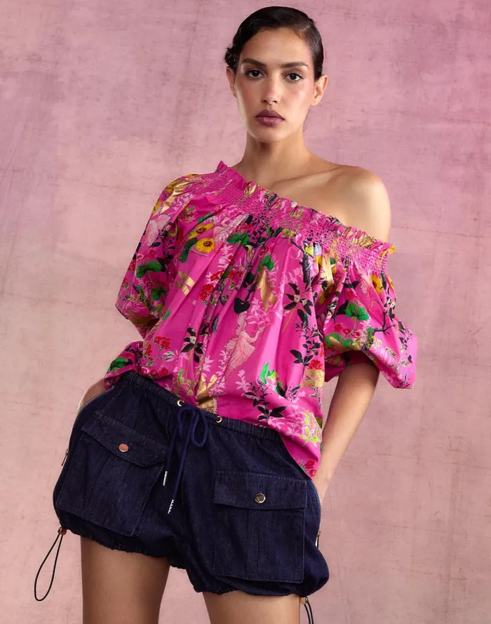 Women Cynthia Rowley Tops Malta Off Shoulder Blouse Pnkfl Women Cynthia Rowley Tops Malta Off Shoulder Blouse Pnkfl