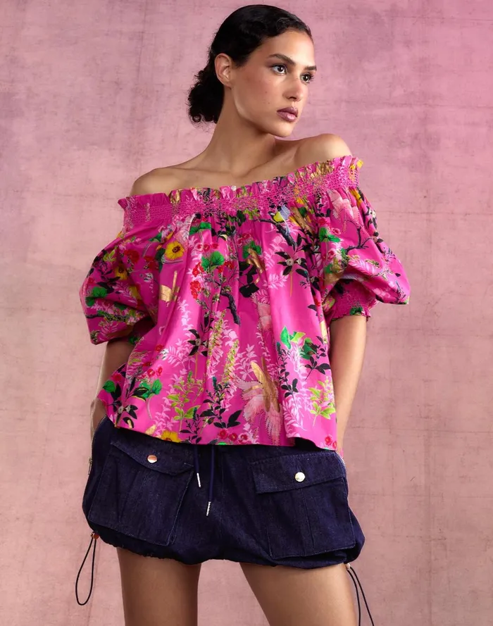 Women Cynthia Rowley Tops Malta Off Shoulder Blouse Pnkfl Women Cynthia Rowley Tops Malta Off Shoulder Blouse Pnkfl
