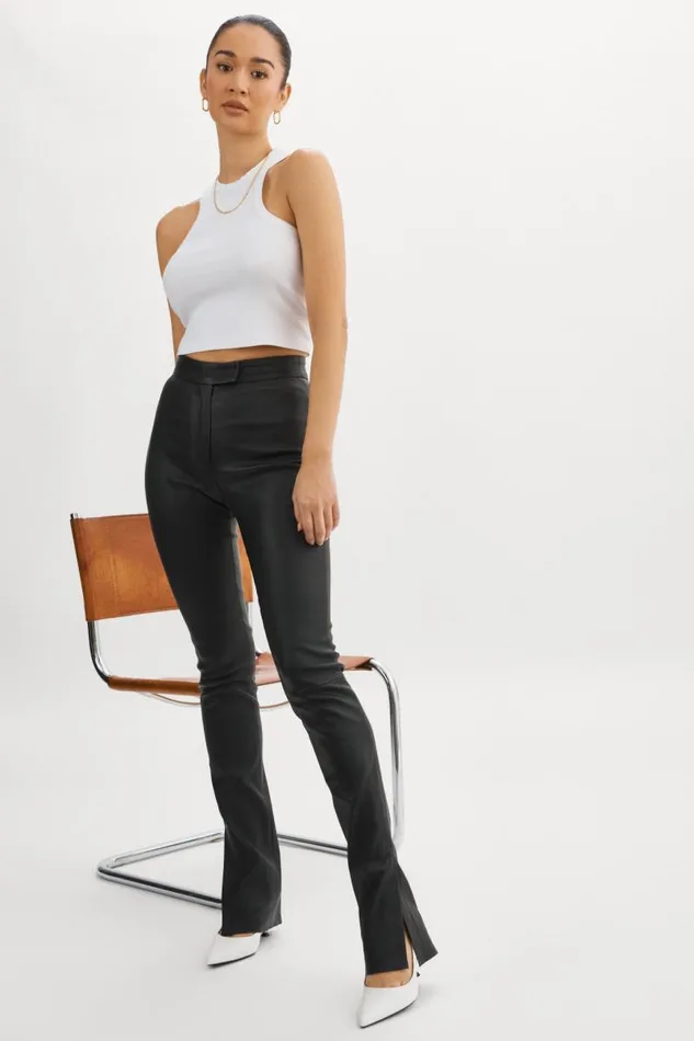 Women DAWN Stretch Leather Pants Black LAMARQUE Pants and Shorts
