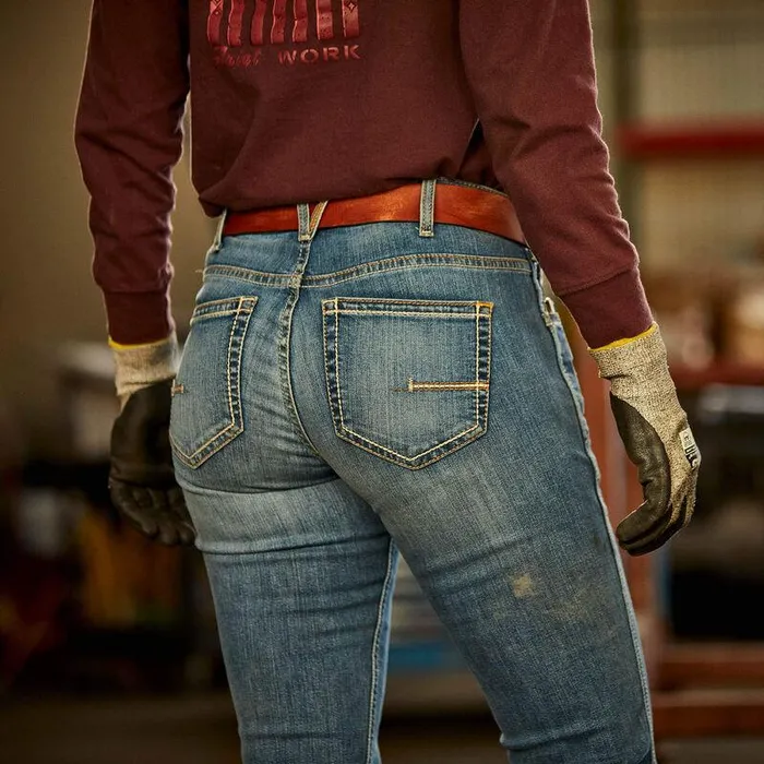 Women Denim Ariat Rebar Riveter Boot Cut Jean Malibu