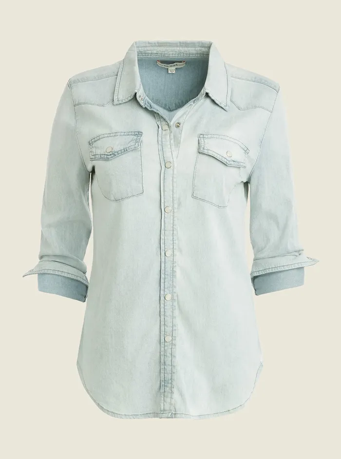 Women Denim GUESS Blue Riley Denim Shirt Women Denim GUESS Blue Riley Denim Shirt