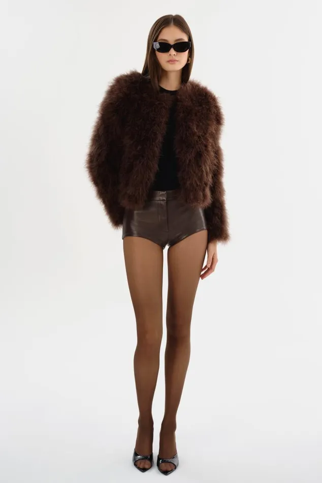 Women DEORA Feather Jacket Chocolate LAMARQUE Feather Jackets