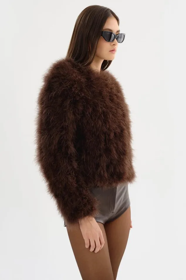 Women DEORA Feather Jacket Chocolate LAMARQUE Feather Jackets