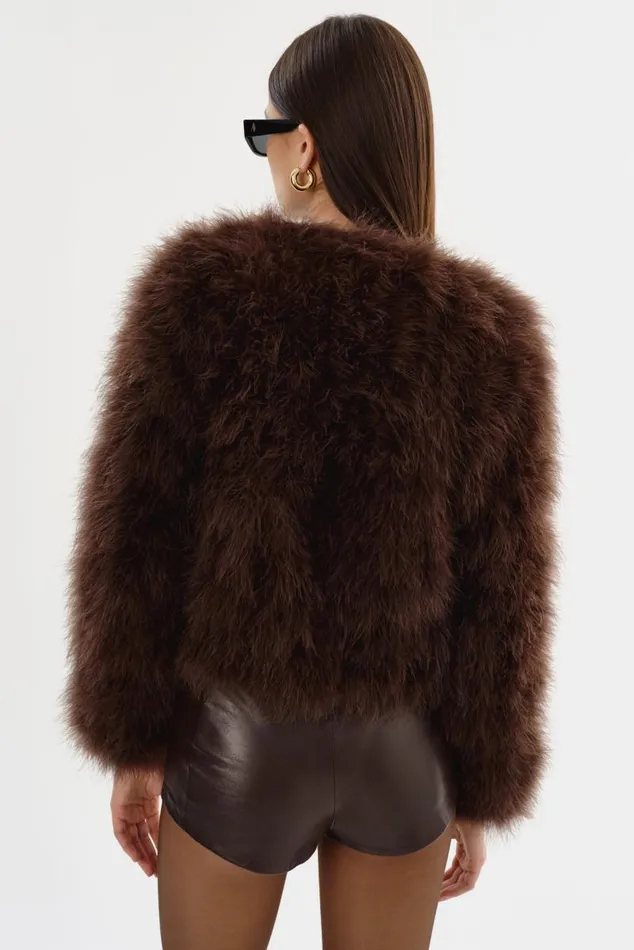 Women DEORA Feather Jacket Chocolate LAMARQUE Feather Jackets