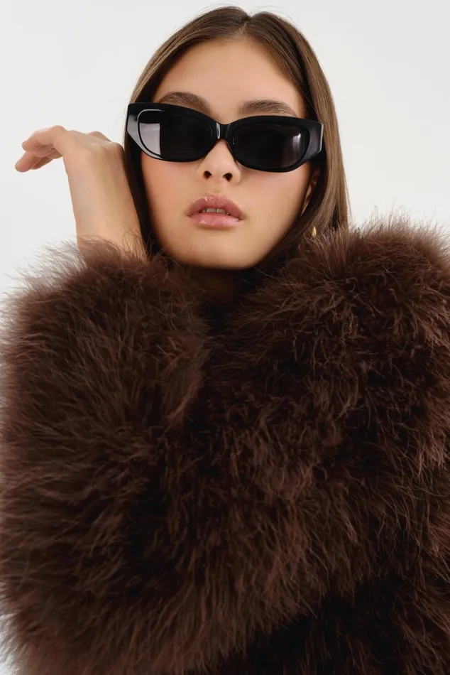 Women DEORA Feather Jacket Chocolate LAMARQUE Feather Jackets