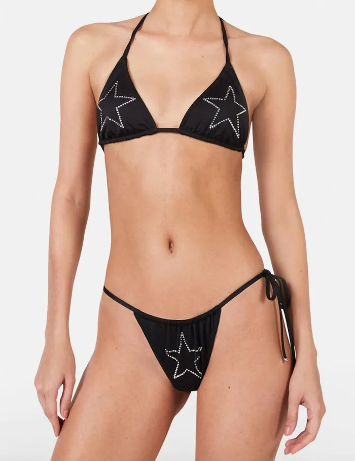 Women Diamant Star Triangle Bikini Top Black Stella McCartney Swimwear