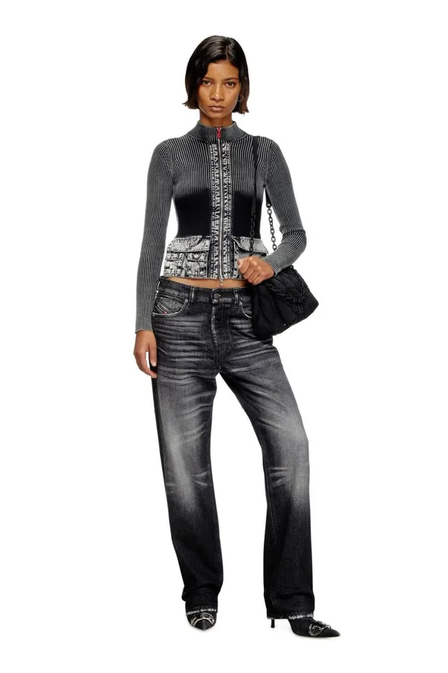 Women Diesel Jeans Regular Jeans 1988 DArk 09L50 Blackdark Grey