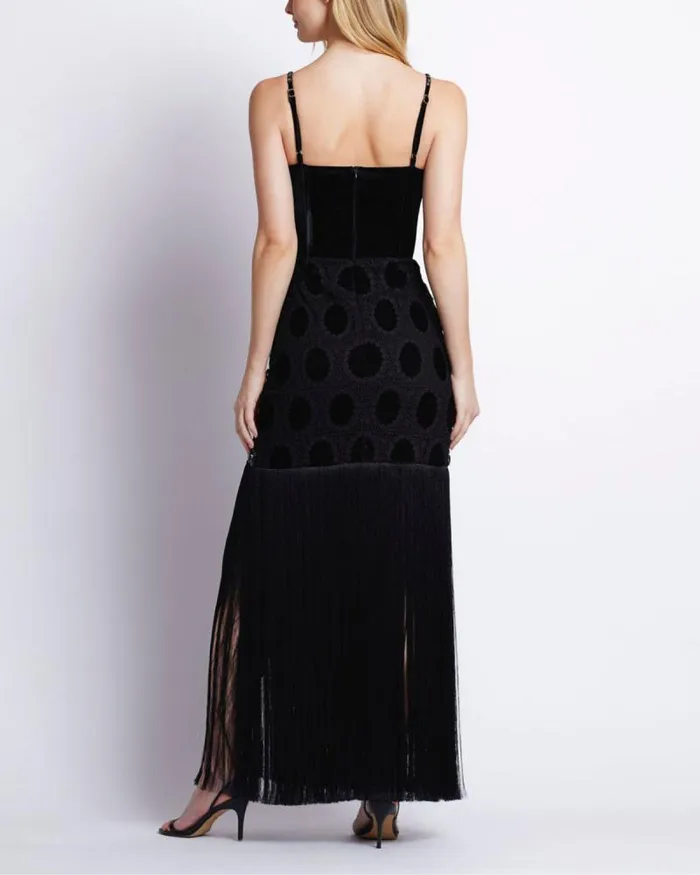 Women Dresses and Jumpsuits PatBO BEADED VELVET LACE MAXI DRESS EXCLUSIVE Black