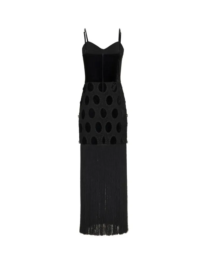 Women Dresses and Jumpsuits PatBO BEADED VELVET LACE MAXI DRESS EXCLUSIVE Black