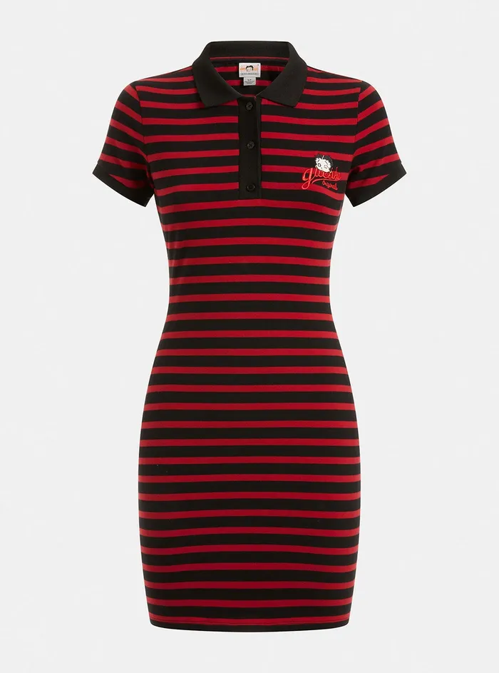 Women Dresses GUESS Guess Originals X Betty Boop Black Multi Polo Mini Dress