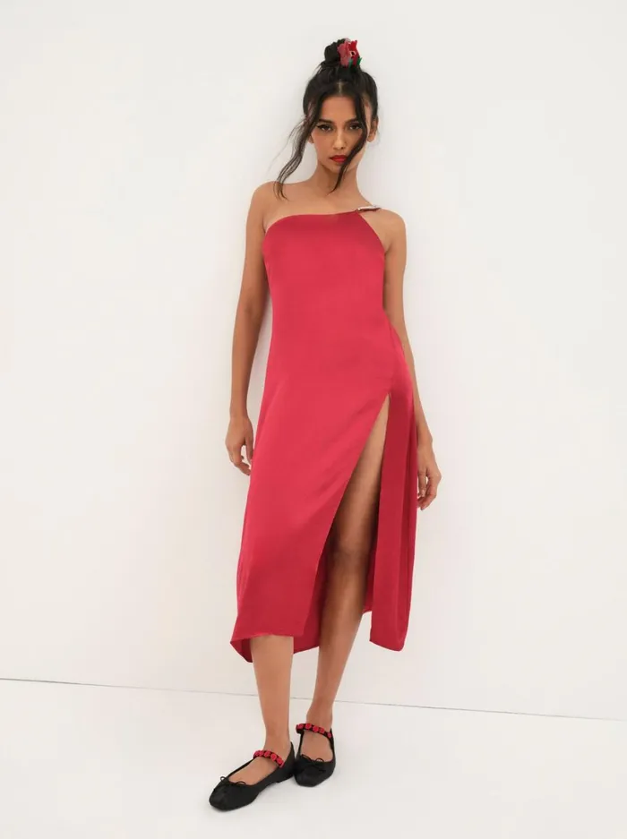 Women Elora Midi Dress Red For Love and Lemons Dresses