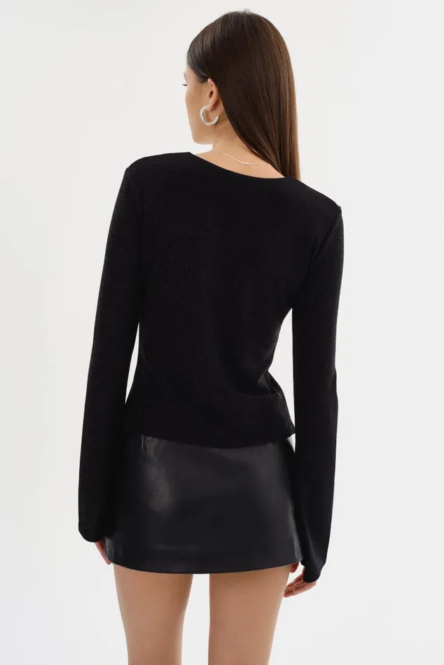 Women ELSIE Lurex Knit Top Black LAMARQUE Tops