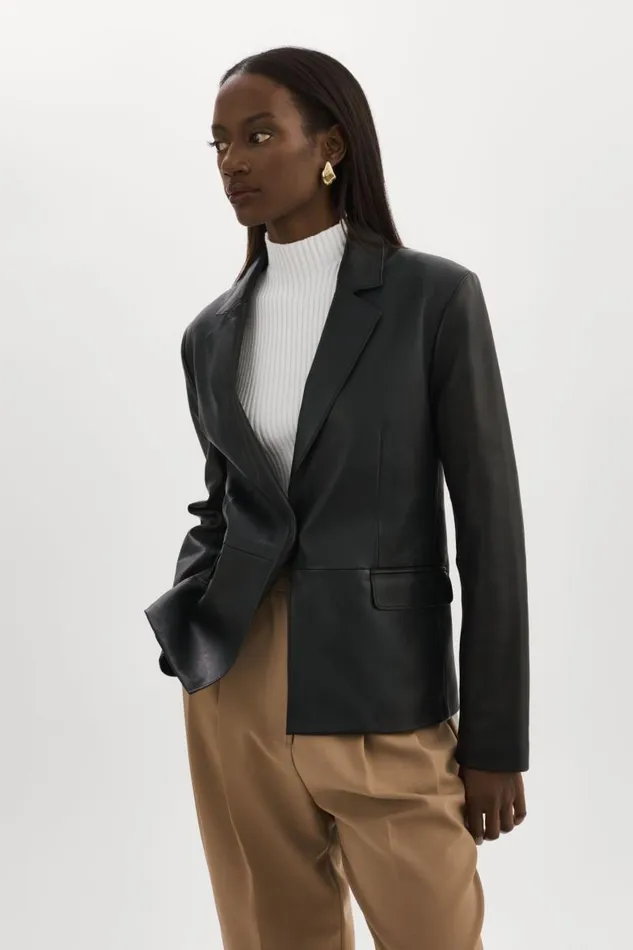 Women ELZA Leather Blazer Black LAMARQUE Leather Jackets