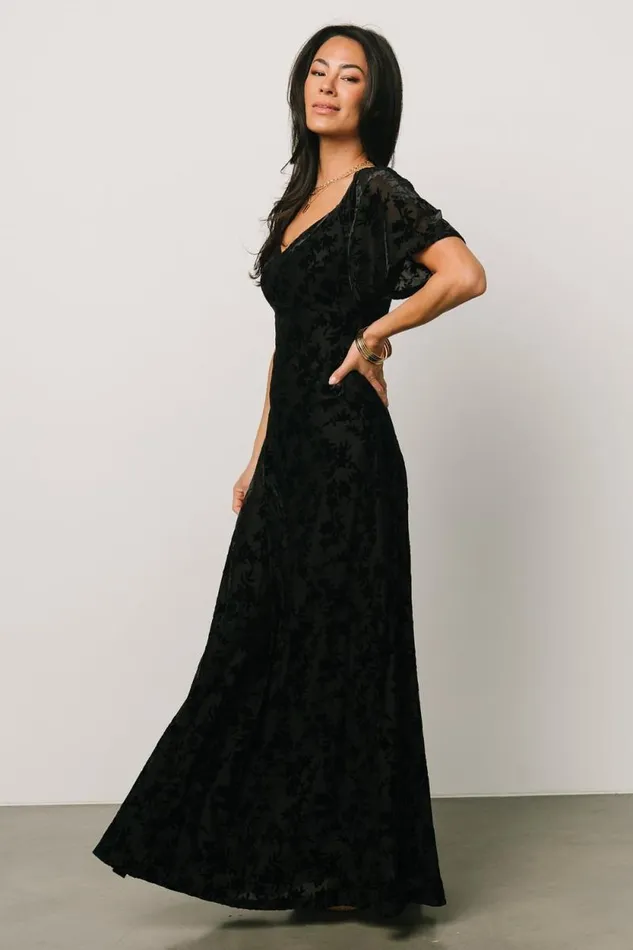 Women Everley Velvet Maxi Dress Black Baltic Born Maxi Dresses