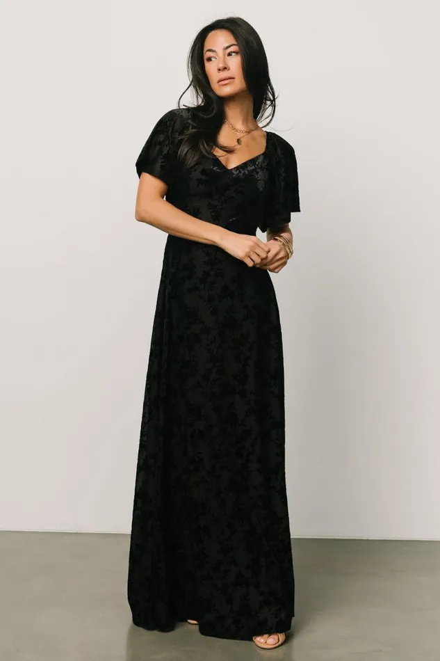 Women Everley Velvet Maxi Dress Black Baltic Born Maxi Dresses