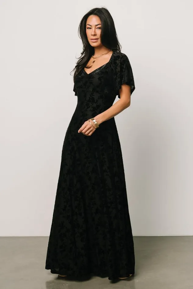 Women Everley Velvet Maxi Dress Black Baltic Born Maxi Dresses