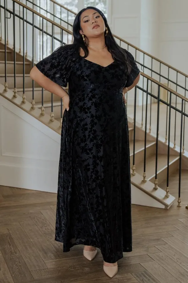 Women Everley Velvet Maxi Dress Black Baltic Born Maxi Dresses