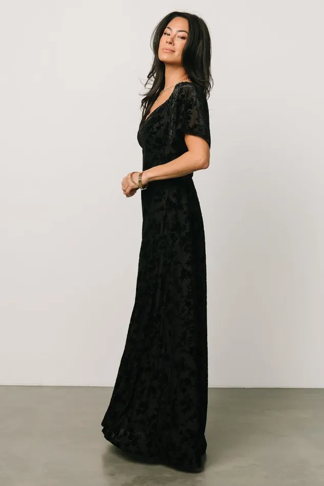 Women Everley Velvet Maxi Dress Black Baltic Born Maxi Dresses