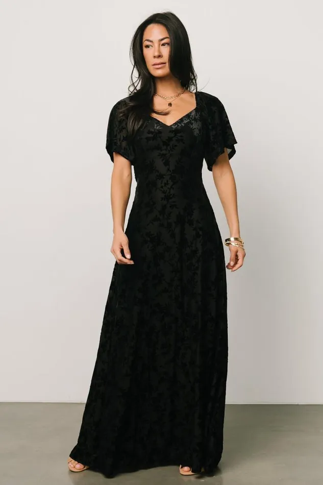 Women Everley Velvet Maxi Dress Black Baltic Born Maxi Dresses