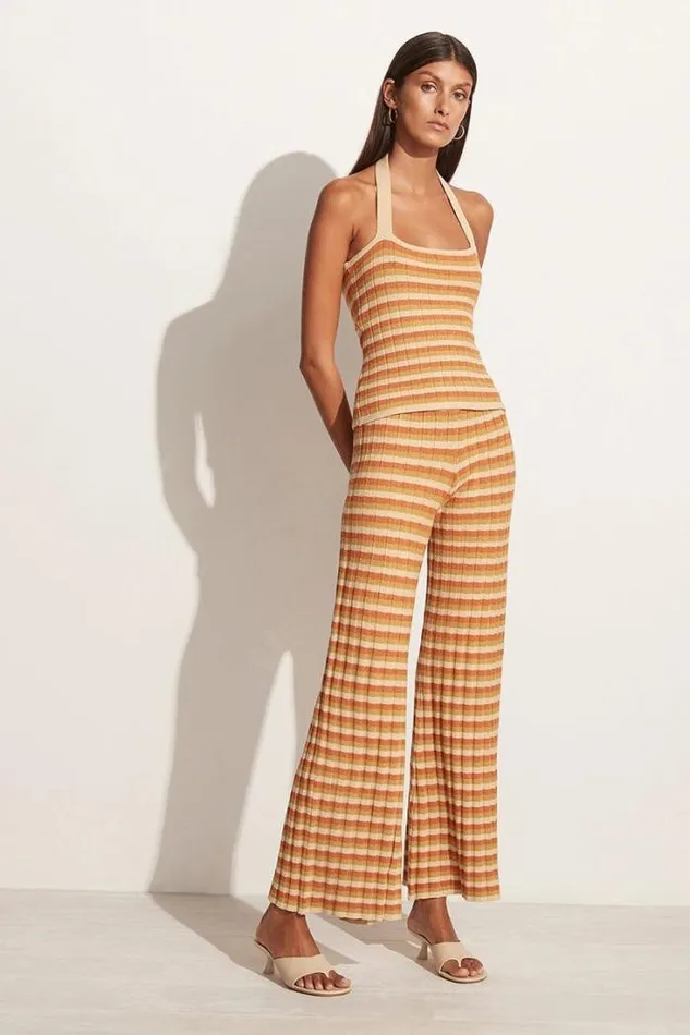 Women Faithfull The Brand Pants Damira Knit Pants Neutral Stripes Exclusive 8211 Final Sale