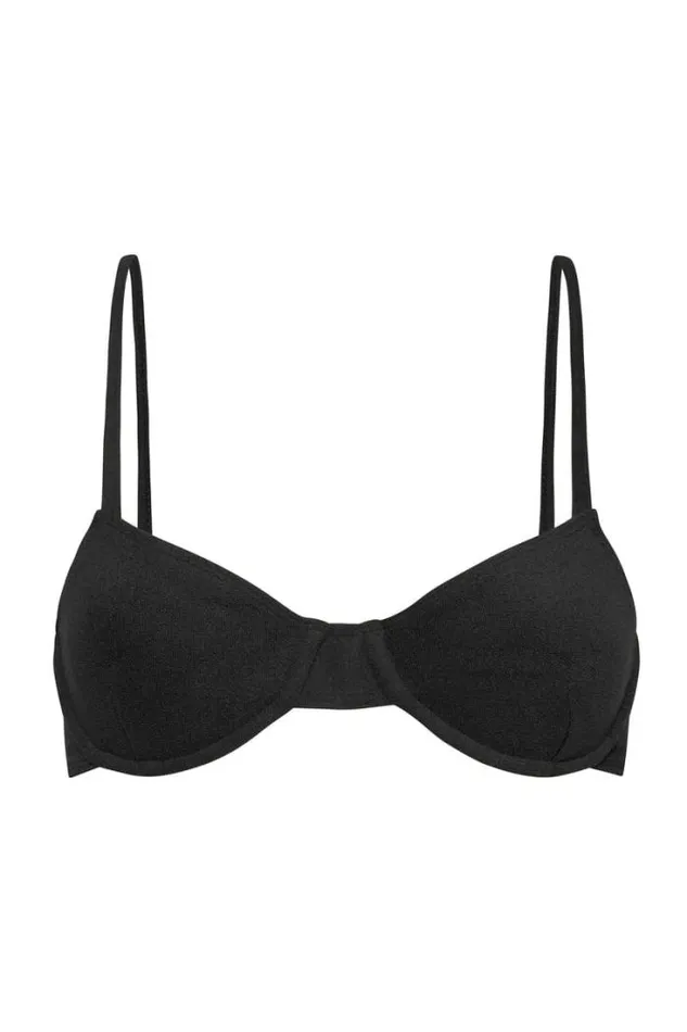 Women Faithfull The Brand Swim Maxime Bikini Top Black Towelling 8211 Final Sale