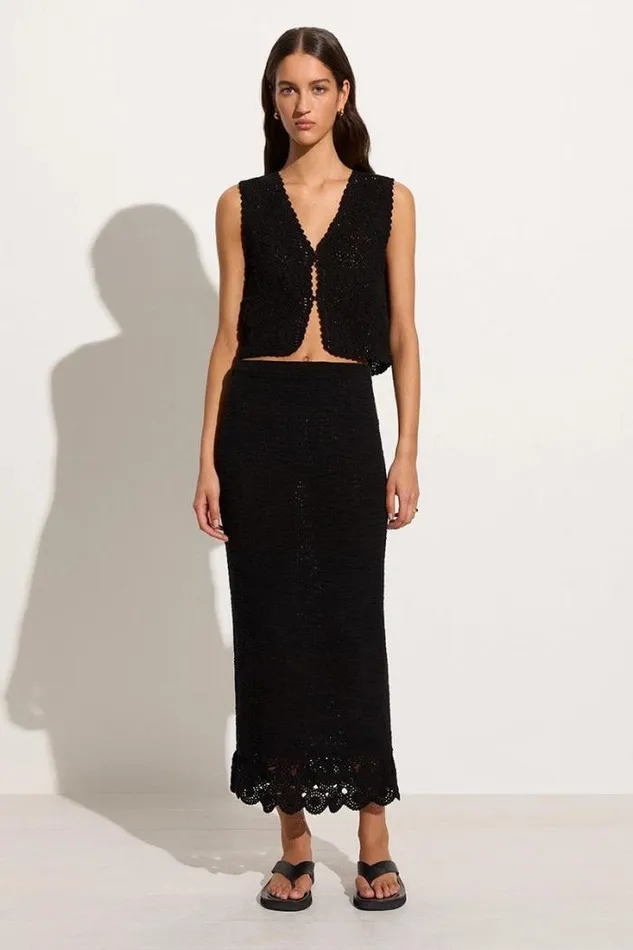 Women Faithfull The Brand Tops Alejandreas Handmade Crochet Vest Black
