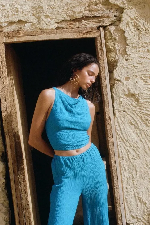 Women Faithfull The Brand Tops Dione Top Turquoise