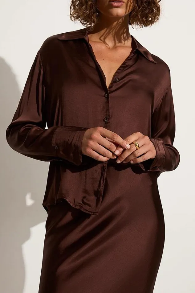 Women Faithfull The Brand Tops Francisca Shirt Dark Truffle