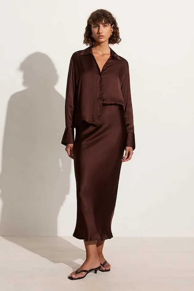 Women Faithfull The Brand Tops Francisca Shirt Dark Truffle