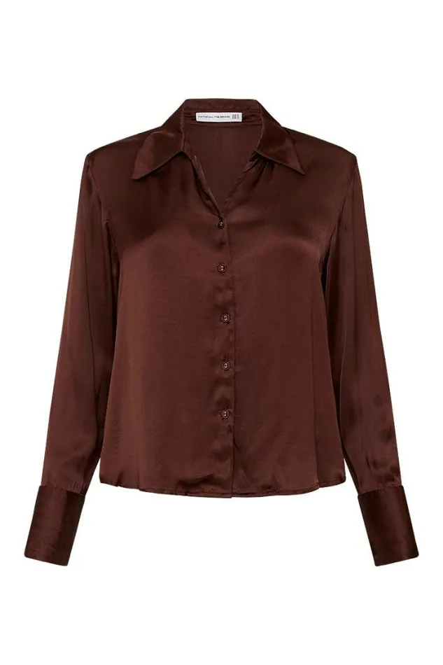Women Faithfull The Brand Tops Francisca Shirt Dark Truffle