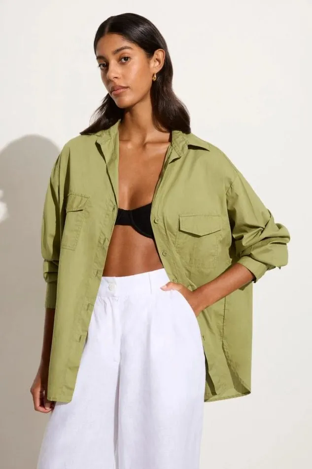 Women Faithfull The Brand Tops Tyde Shirt Khaki 8211 Final Sale