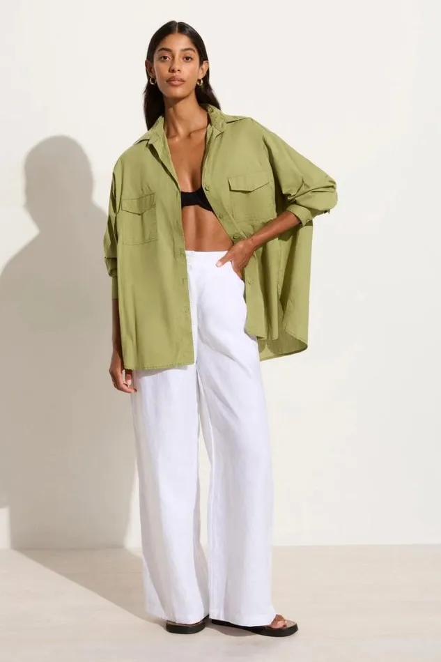 Women Faithfull The Brand Tops Tyde Shirt Khaki 8211 Final Sale