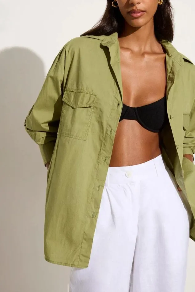 Women Faithfull The Brand Tops Tyde Shirt Khaki 8211 Final Sale