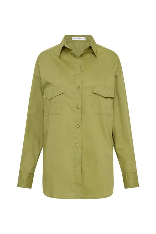 Women Faithfull The Brand Tops Tyde Shirt Khaki 8211 Final Sale