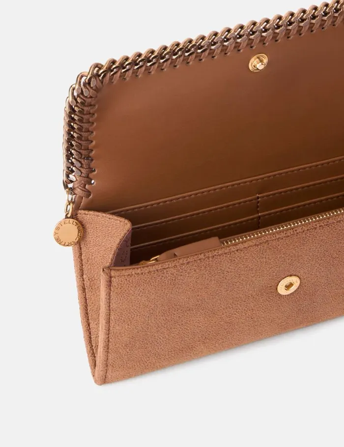 Women Falabella Continental Wallet Pecan Brown Stella McCartney Long Wallets