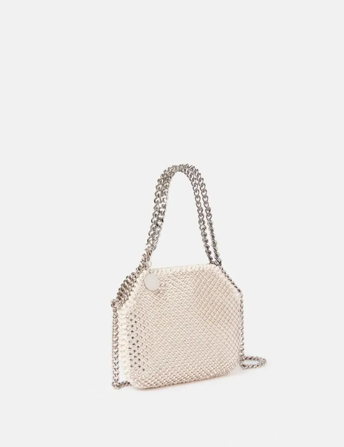 Women Falabella Crystal Mesh Mini Tote Bag Almond Stella McCartney Mini Bags And Clutches