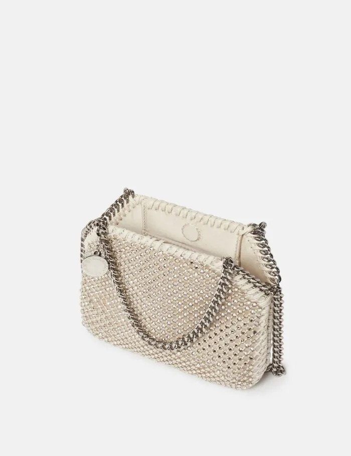 Women Falabella Crystal Mesh Mini Tote Bag Almond Stella McCartney Mini Bags And Clutches