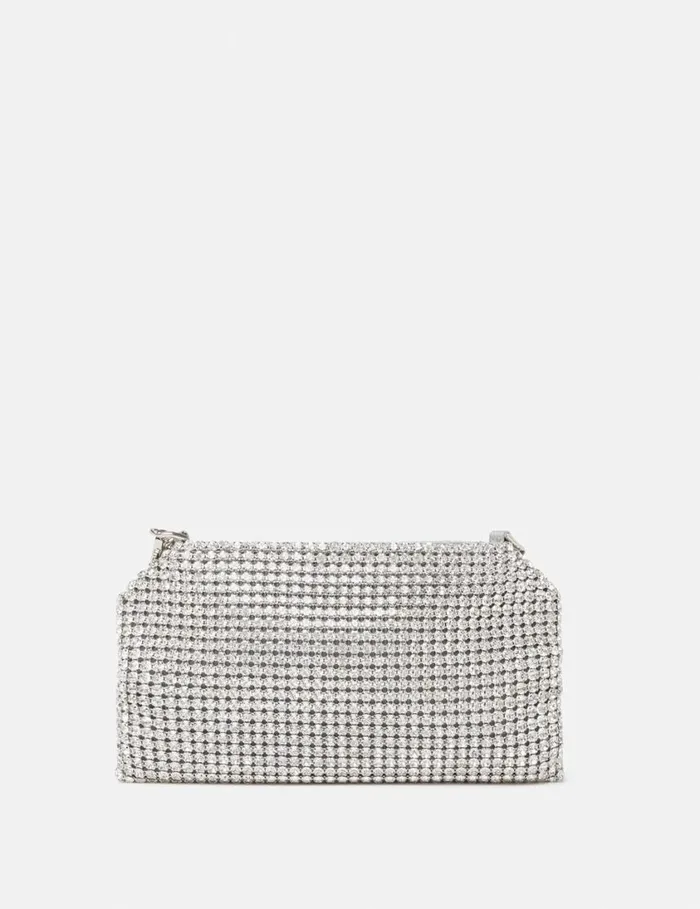 Women Falabella Crystal Mesh Shoulder Bag Metallic Silver Stella McCartney Mini Bags And Clutches Women Falabella Crystal Mesh Shoulder Bag Metallic Silver Stella McCartney Mini Bags And Clutches